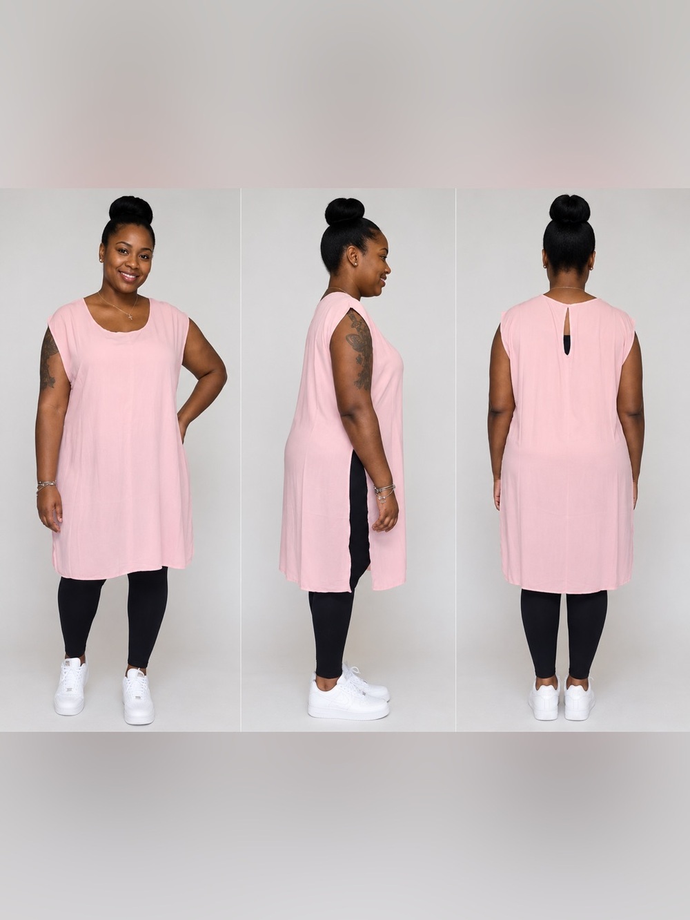 CLEO SLEEVELESS SIDE SPLIT CHIFFON TUNIC - PINK SIZE 3X (NEW WITH TAGS) A19
